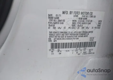 2011 Ford Edge Limited from USA, damaged, VIN 2FMDK3KC5BBA76198
